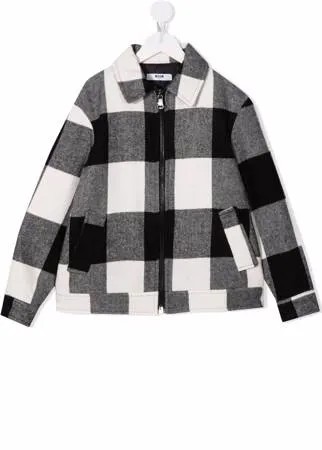 MSGM Kids пальто на молнии в клетку гингем