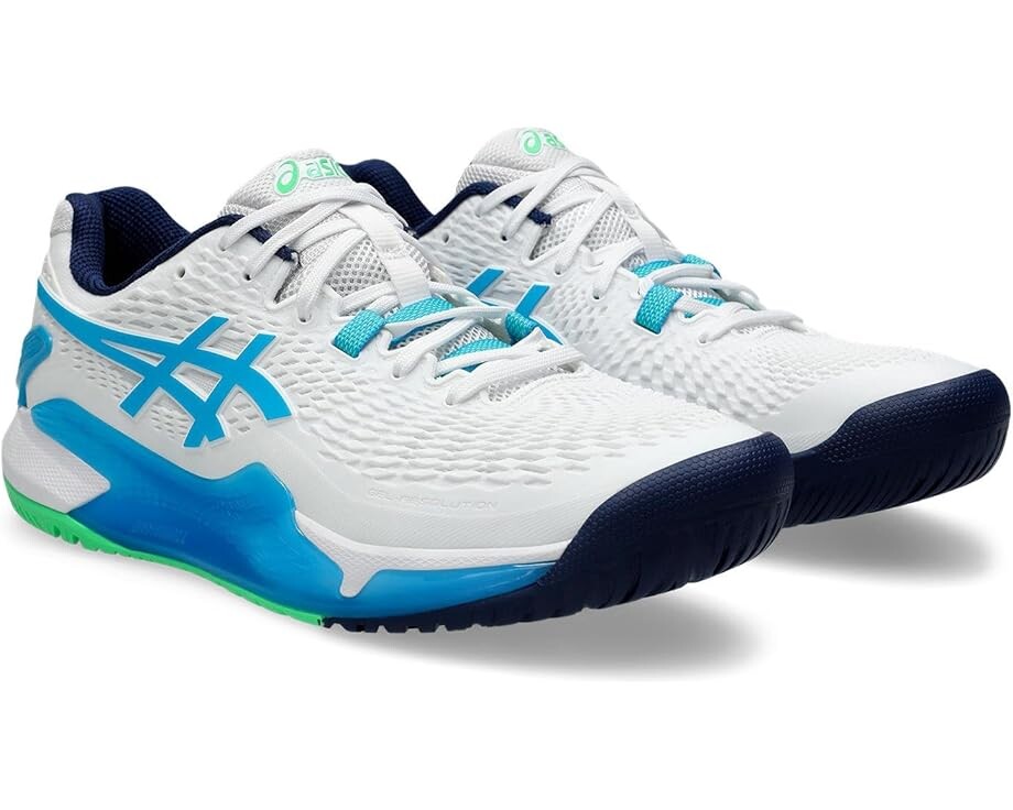 Кроссовки ASICS GEL-Resolution 9, цвет White/Digital Aqua