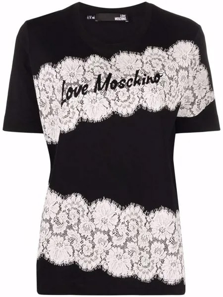 Love Moschino футболка с кружевом