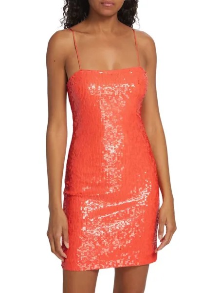 Мини-платье-футляр с пайетками Fifi Alice + Olivia, цвет Coral Sunset