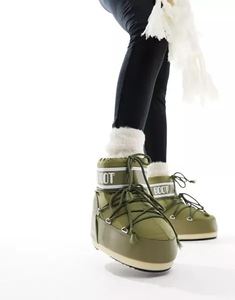 Зимние ботинки цвета хаки до середины щиколотки Moon Boot
