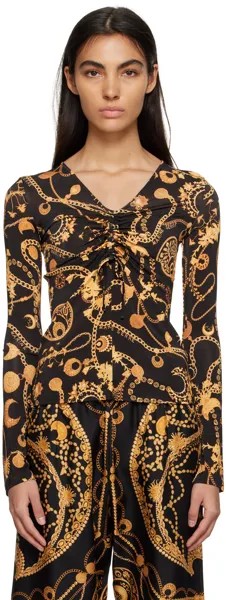 Черно-золотая блуза с рисунком Marine Serre