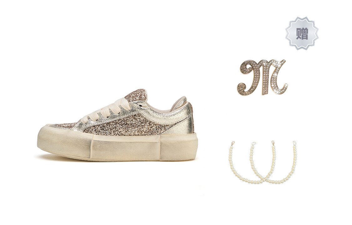 Кроссовки MATNUT Skateboarding Shoes Unisex Low-top Champagne Gold, золотой