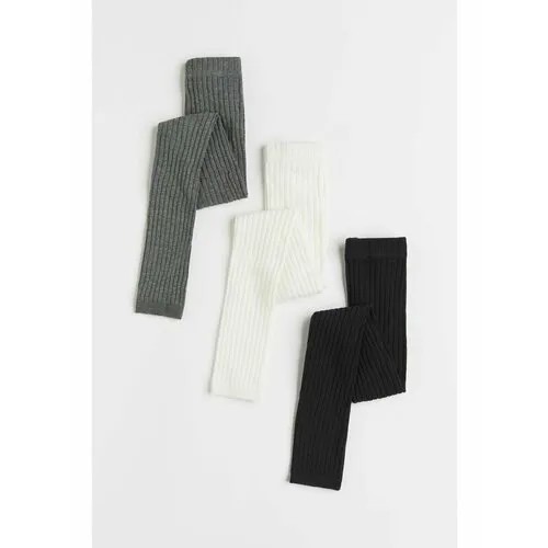 Легинсы H&M, комплект из 3 шт., размер 98/104, черный, серый