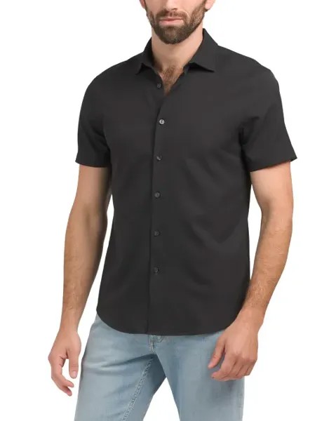 Однотонная рубашка с коротким рукавом Perry Ellis, черный