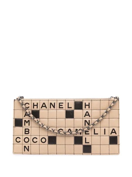 Chanel Pre-Owned Scrabble-print clutch bag