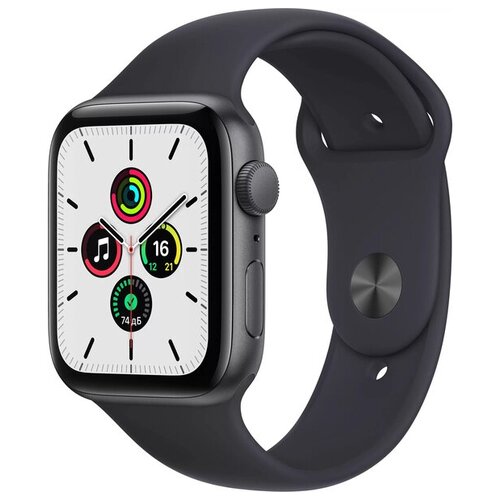 Apple Watch SE GPS 44мм Aluminum Case with Sport Band, серый космос/тёмная ночь (MKQ63RU/A)