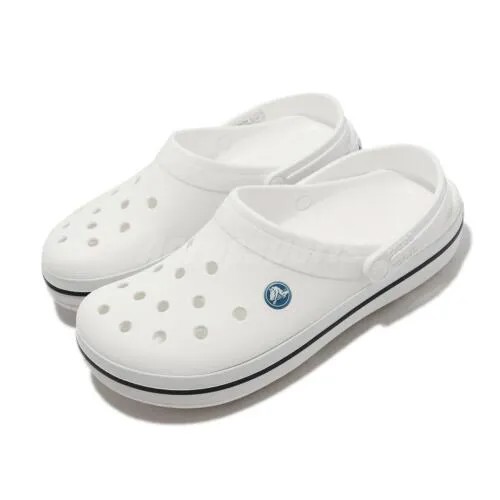 Crocs Crocband White Black Мужские унисекс повседневные сандалии без шнуровки Тапочки 11016-100