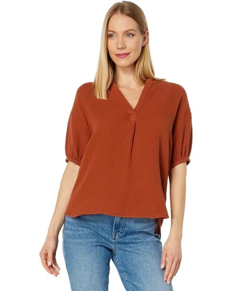 Рубашка Madewell Bubble Sleeve Popover, цвет Burnt Clay