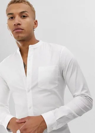 Белая оксфордская рубашка с воротником-стойкой Topman-Белый