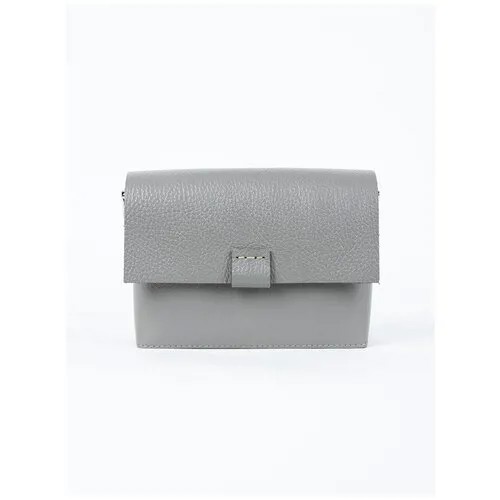 Женская поясная сумка из натуральной кожи серая A004 grey grain Divalli