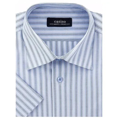 Рубашка мужская короткий рукав CASINO c221/0/2757, Прямой силуэт / Сlassic fit, цвет Голубой, рост 174-184, размер ворота 39