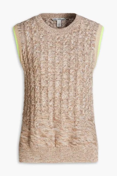 Меланжевый хлопковый жилет косой вязки Cotton By Autumn Cashmere, бежевый