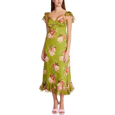 Женское зеленое шифоновое дневное платье макси с цветочным принтом Betsey Johnson M BHFO 7677