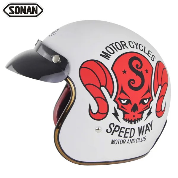 Новейший шлем SOMAN Moto rcycle casco moto Retro Helmet Scooter Biker moto cross Moto rbike защитный шлем moto