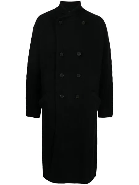 Yohji Yamamoto шерстяное пальто крупной вязки, черный