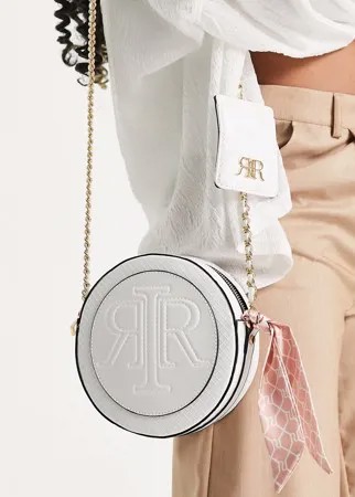 Белая круглая сумка через плечо с тисненым логотипом River Island-Белый