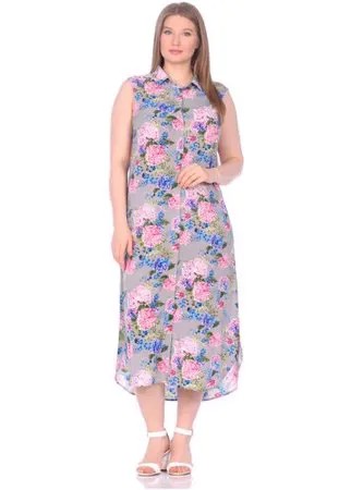Платье-рубашка PECHE MONNAIE, вискоза, повседневное, свободный силуэт, макси, карманы, размер XXL, розовый
