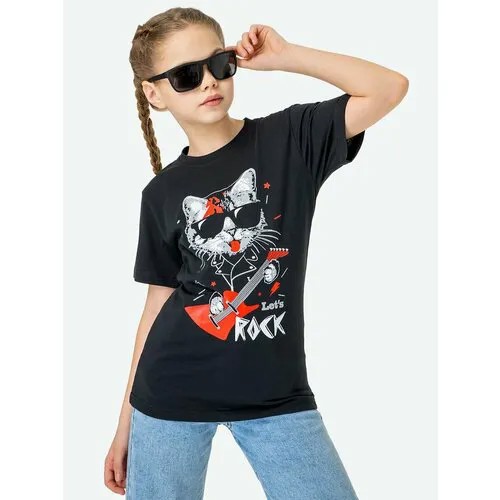 Футболка HappyFox Детская, размер 152, черный