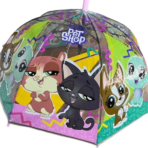 Зонт-трость прозрачный/ Детский зонтик от дождя GALAXY- полуавтомат складной, арт. С-519 (pet shop), розовый