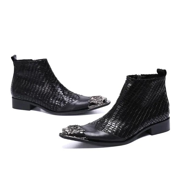 Мужские ковбойские ботинки на молнии, деловые классические ботинки в британском стиле, осенне-зимние остроносые ботильоны из воловьей кожи