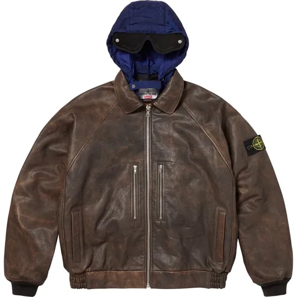 Куртка Supreme x Stone Island Leather Bomber, коричневый