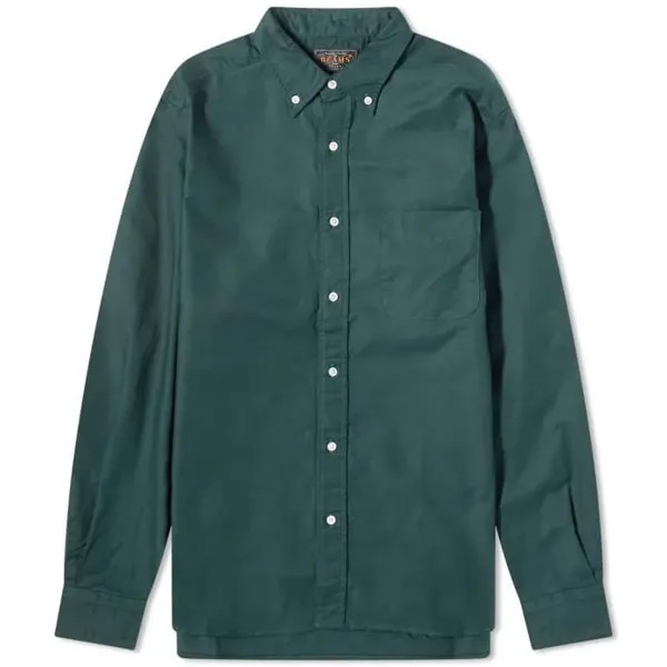 Рубашка Beams Plus Button Down Solid Oxford, зеленый