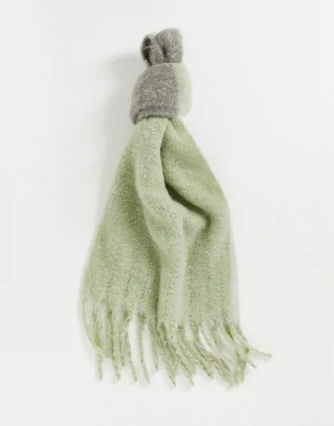 Шалфейно-зеленый шарф в клетку ASOS DESIGN-Зеленый цвет