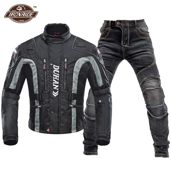 Защитная мотоциклетная куртка и брюки женского стиля, мужской мотоциклетный костюм для велоспорта, пригодный для носки, теплая куртка с под...