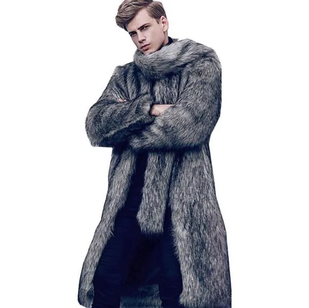 Куртка мужская из искусственной норки, серый тренчкот, теплая кожаная шуба, свободные куртки, утепленная модная одежда, зима-осень