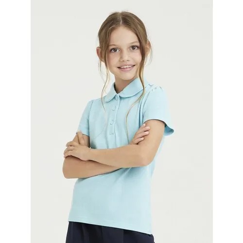 Блузка для девочки - Голубой - Без рисунка , размер 128