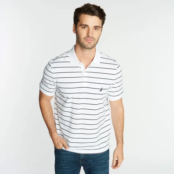 Мужская футболка-поло классического кроя Nautica в полоску, цвет Bright White