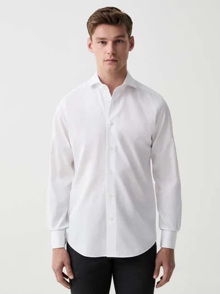 Рубашка Slim-Fit из хлопка двойного перекручивания Ovs, цвет optical white