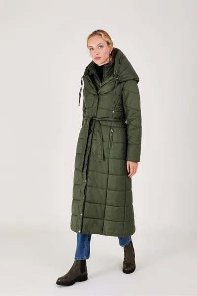 Зеленое стеганое пальто макси с поясом Lorena Monsoon, зеленый