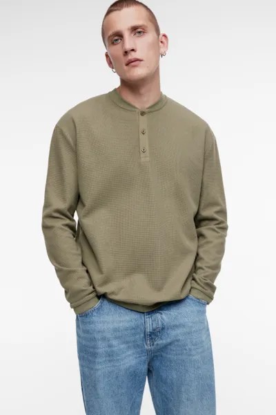 Лонгслив oversize хлопковый с застежкой на груди