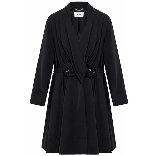 Пальто  MOSCHINO, шерсть, силуэт трапеция, укороченное, размер 44, черный