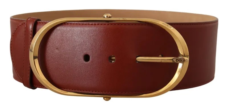 DOLCE - GABBANA Ремень из темно-бордовой кожи, золотистая металлическая овальная пряжка, длина 75 см / 30 дюймов 400 долларов США