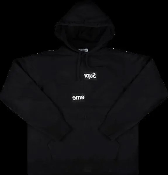 Рубашка Supreme x Comme des Garçons Shirt Split Box Logo Hooded Sweatshirt 'Black', черный