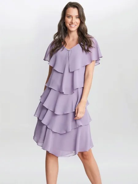 Gina Bacconi Многоярусное платье Bella Georgette, сиреневый