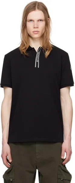 Черная футболка-поло с принтом Moncler, цвет Black