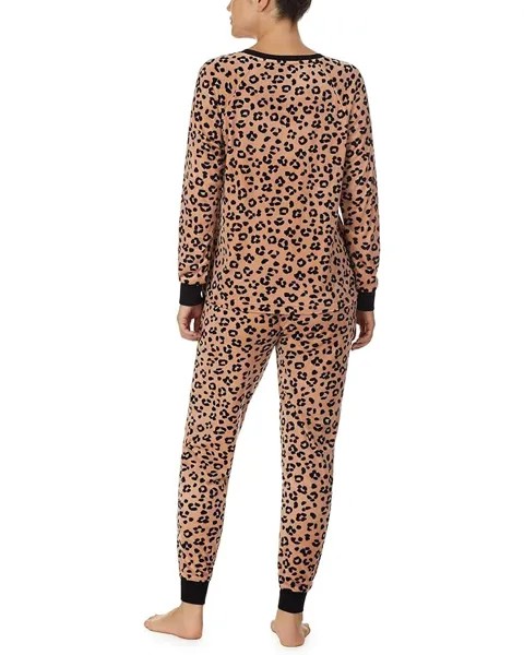 Пижамный комплект Kate Spade New York Stretch Velour Joggers PJ Set, цвет Tan Cheetah
