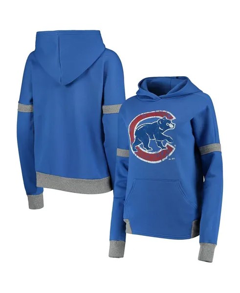 Женский флисовый пуловер с капюшоном Chicago Cubs Royal и Grey Majestic