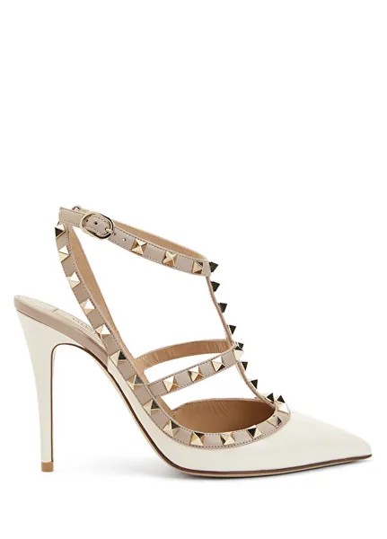 Кожаные туфли на высоком каблуке Rockstud Valentino Garavani, экрю