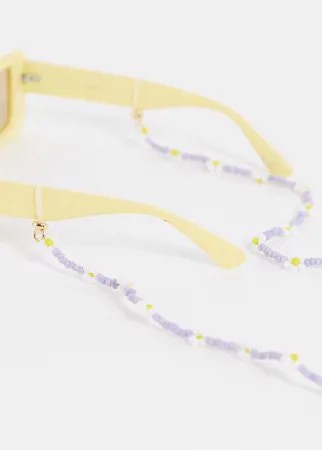 Сиреневая цепочка для солнцезащитных очков с бусинами и ромашками Monki Bay-Фиолетовый цвет