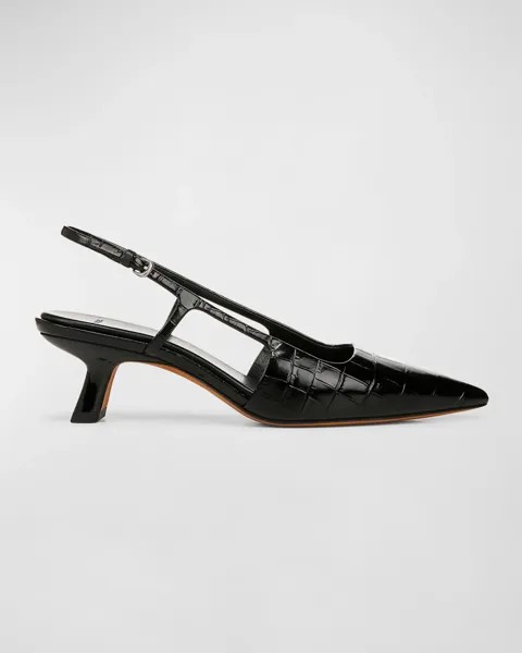 Туфли-лодочки Bianca Croco Kitten с пяткой на пятке Vince, цвет Black Croc Print Leather