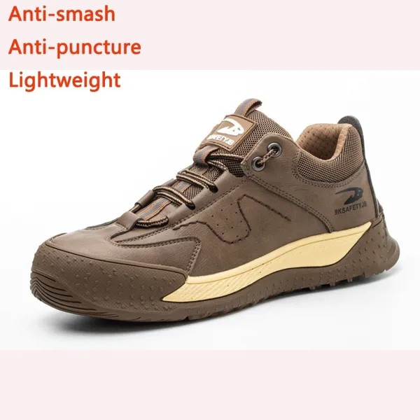 Новинка 2023, Всесезонная защитная обувь, легкие дышащие мужские туфли, устойчивые к ударам и проколу