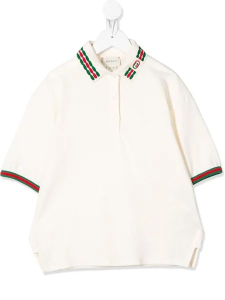 Gucci Kids рубашка-поло с вышивкой Web