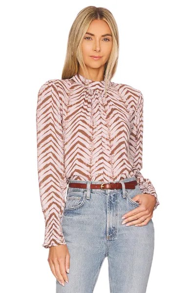 Блузка Bella Dahl Mock Neck Smocked, цвет Golden Chevron Print