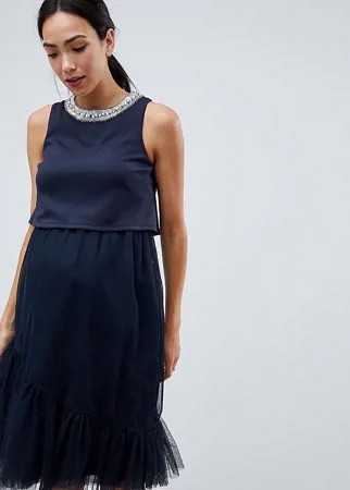 Двухслойное платье миди из тюля ASOS DESIGN Maternity-Темно-синий