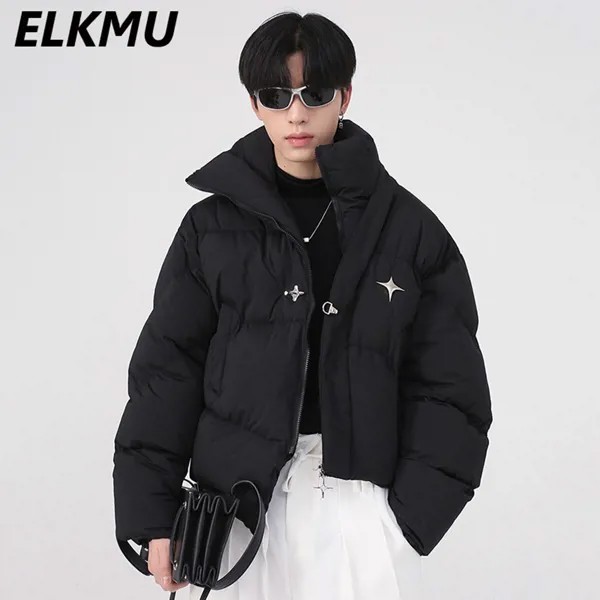 Корейские модные мужские зимние куртки, асимметричные мягкие шорты, пальто, теплые плотные парки, черная верхняя одежда